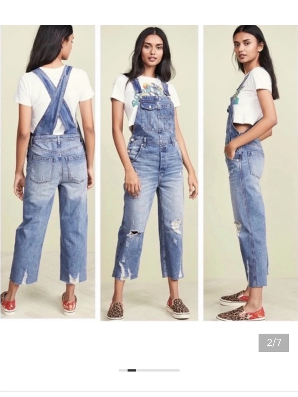 Free People womans Classic Ziggy Blue Denim Overalls size 26 oversized